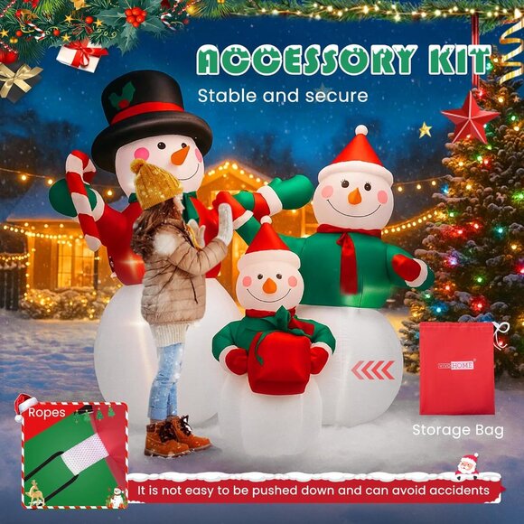 🆕6FT Christmas Inflatable Snowman Family Navidad Blow Up Outdoor Decoration - Picture 7 of 8